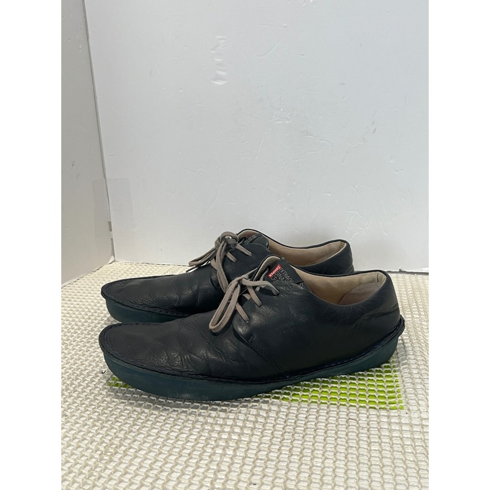 Camper Black Leather Lace-Up Sneakers with Gray Laces
